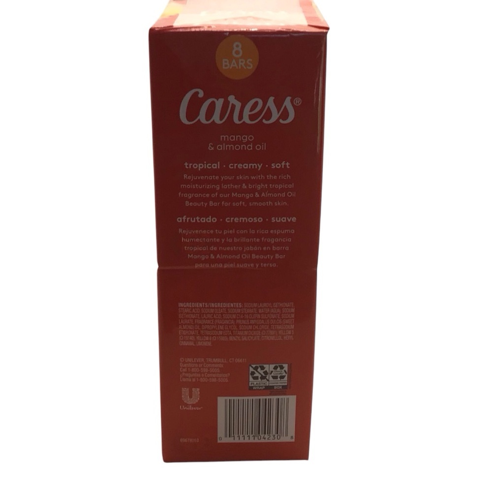 8 Pack Caress Mango & Almond Oil Rejuvenating 3.75 oz Bar Soap - Picture 6 of 9